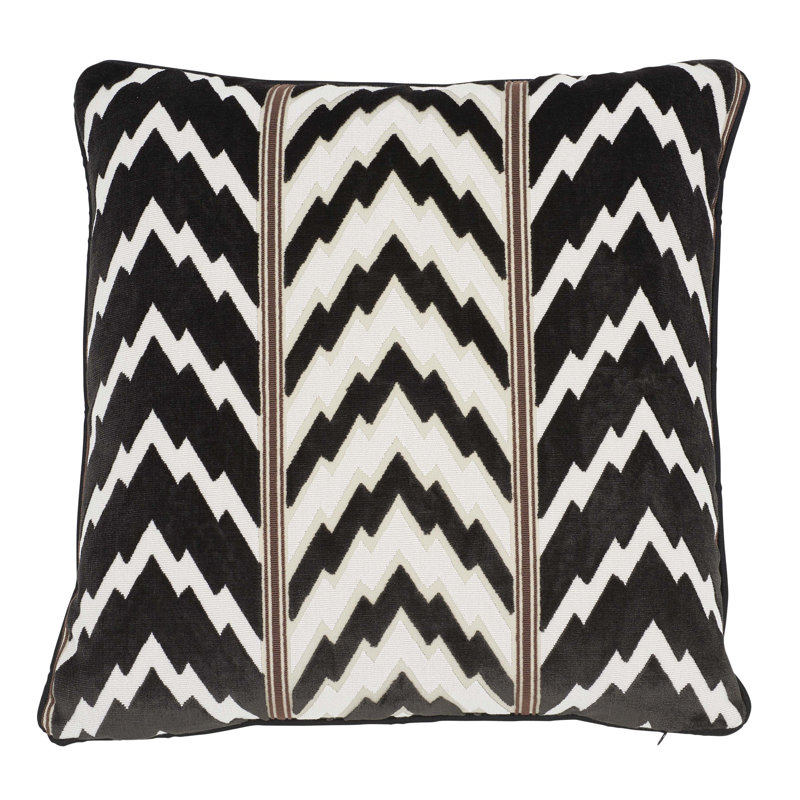 Schumacher x Timothy Corrigan Florentine Velvet Pillow, Black/White