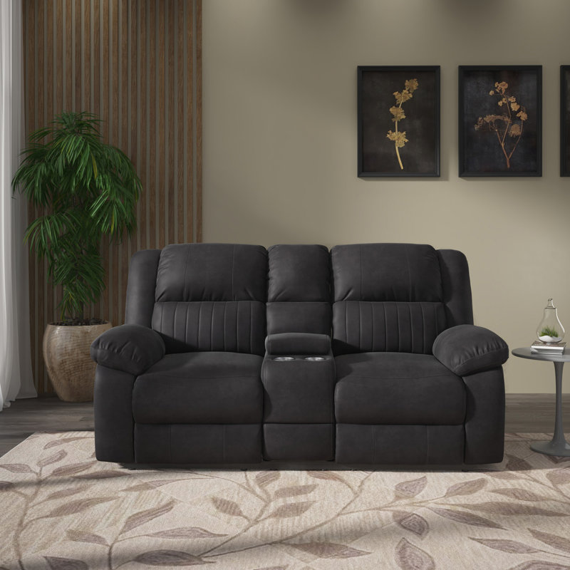 Canapé double inclinable noir avec console