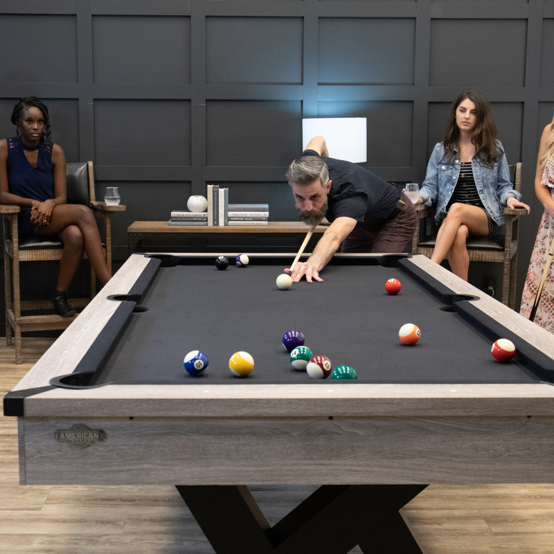 Kirkwood 90" Pool Table - Antique Gray Finish with Rustic, Modern Design with K-Leg Construction
