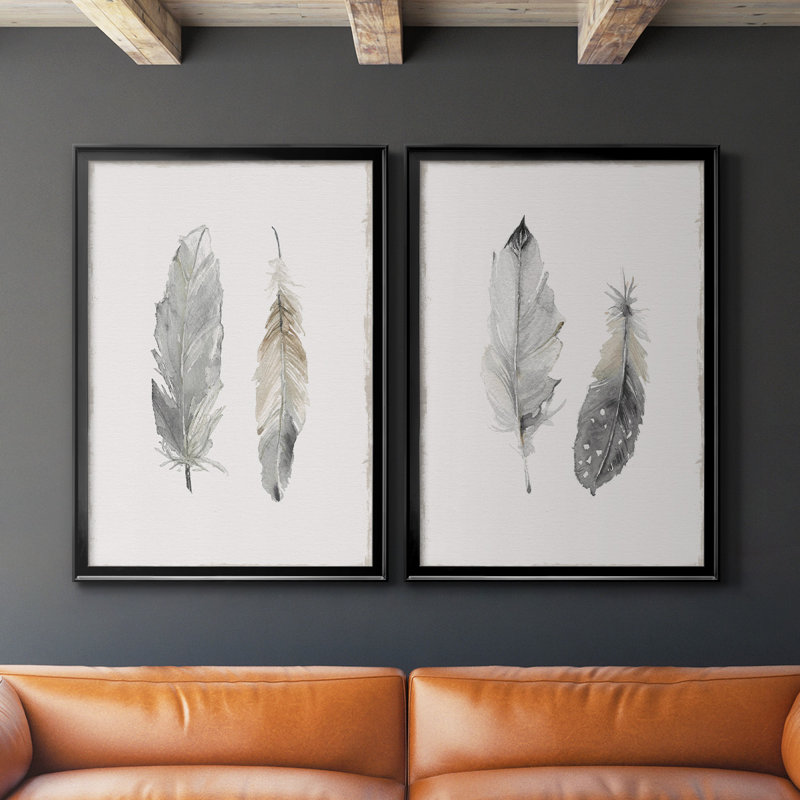 «Flight of Fancy I», ensemble de 2 reproductions encadrées sur toile, H 24,5 po x l 37 po x P 1,25 po, Noir