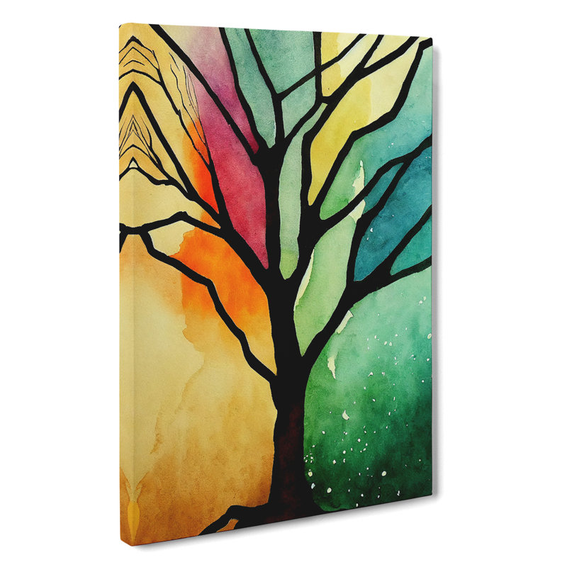 A Colourful Abstract Tree No.6 - Wrapped Canvas, 76cm H x 50cm W x 3cm D