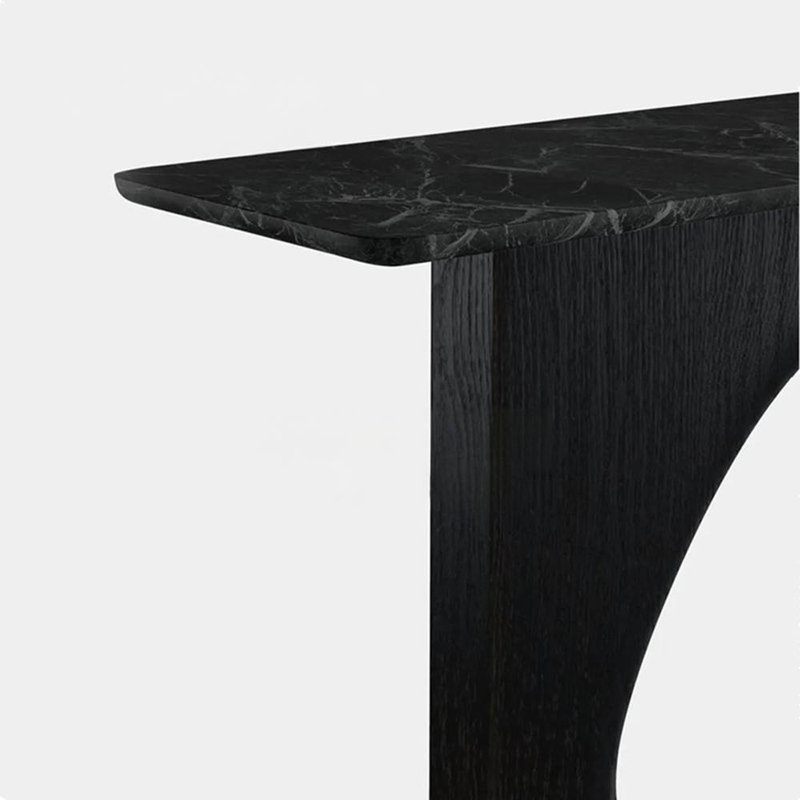 Table d'entrée moderne en bois massif minimaliste, H 31,5 po x l 63 po x P 13,8 po, Gris