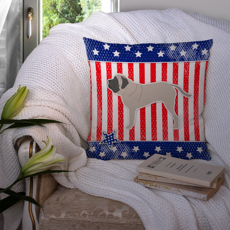 Coussin intérieur/extérieur bleu/rouge uni patriotique, H 14 po x l 14 po x P 3 po
