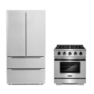 Cosmo 3 Piece Kitchen Appliance Package with French Door Refrigerator , 30'' Gas Freestanding Range -  COS-3PKG-517