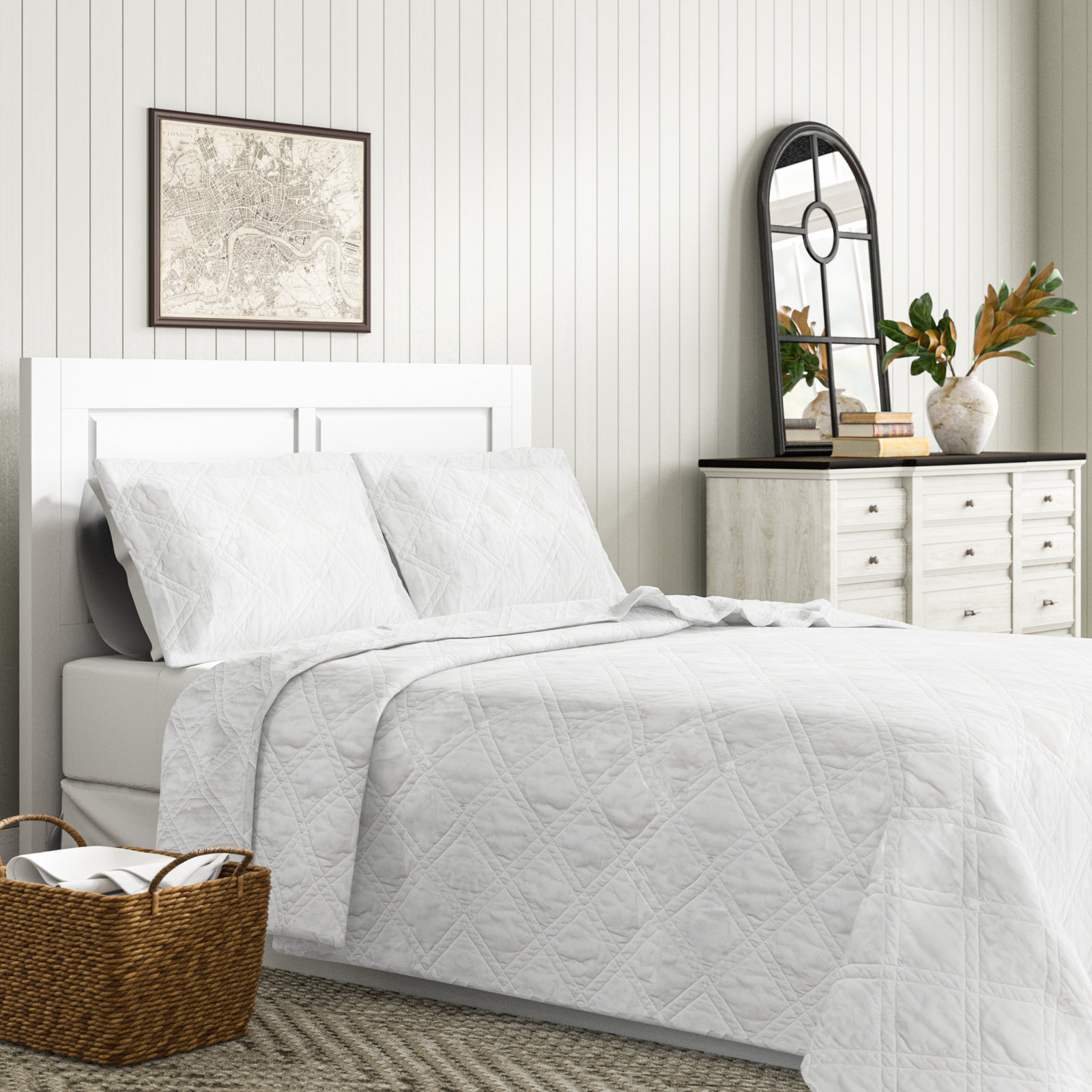 Barwyn Cotton Quilt Set, King, Brown