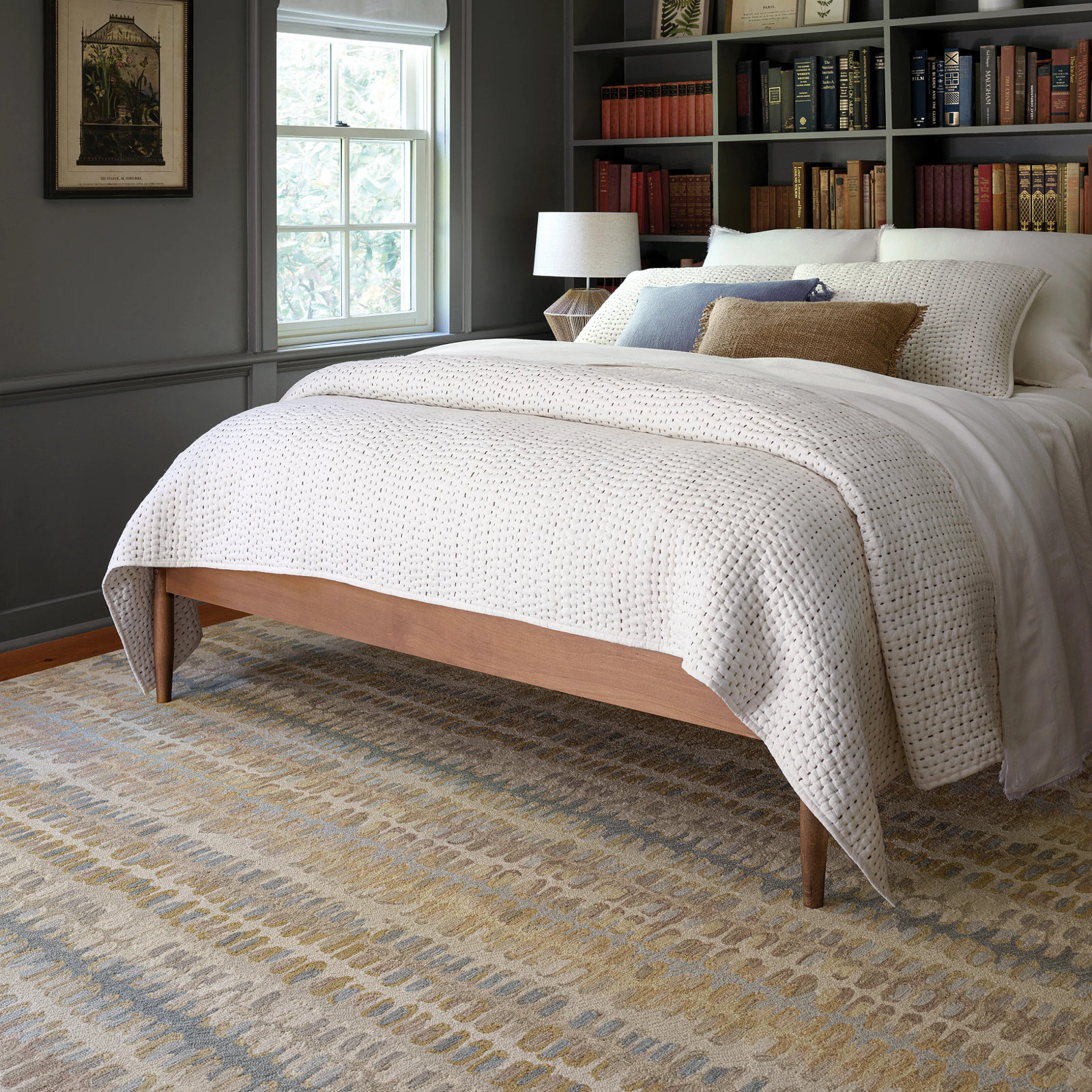 Paint Chip Natural Hand-Hooked Abstract Wool Rug, Rectangle 10' x 14'