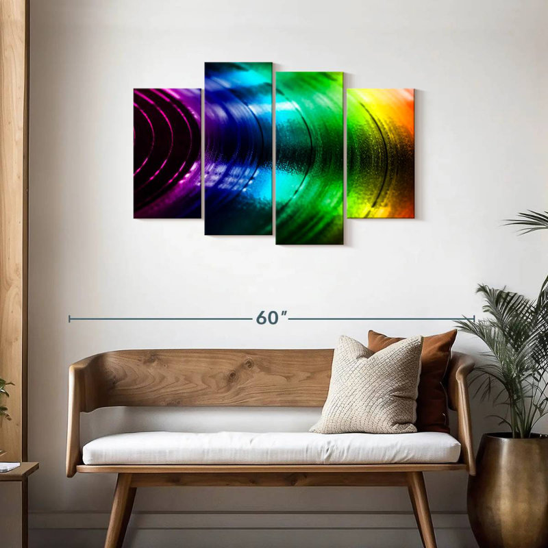 Abarca disque vinyle arc-en-ciel, H 27 po x l 43 po