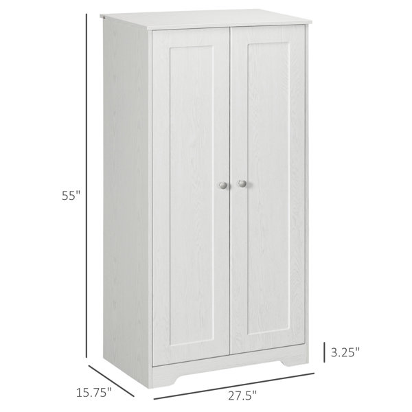HOMCOM Kitchen Pantry 14-Tier Freestanding Cupboard with 2 Doors White