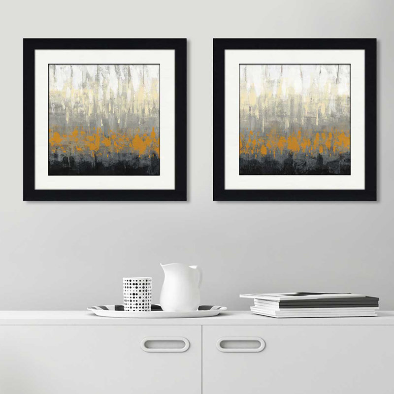 « rain on the asphalte », ensemble de 2 reproductions de peintures à l’acrylique encadrées, H 16,5 po x l 33 po x P 1 po