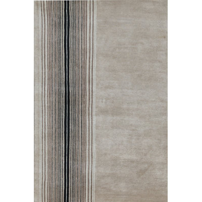 Tapis brun et gris de haute qualité noué à la main
