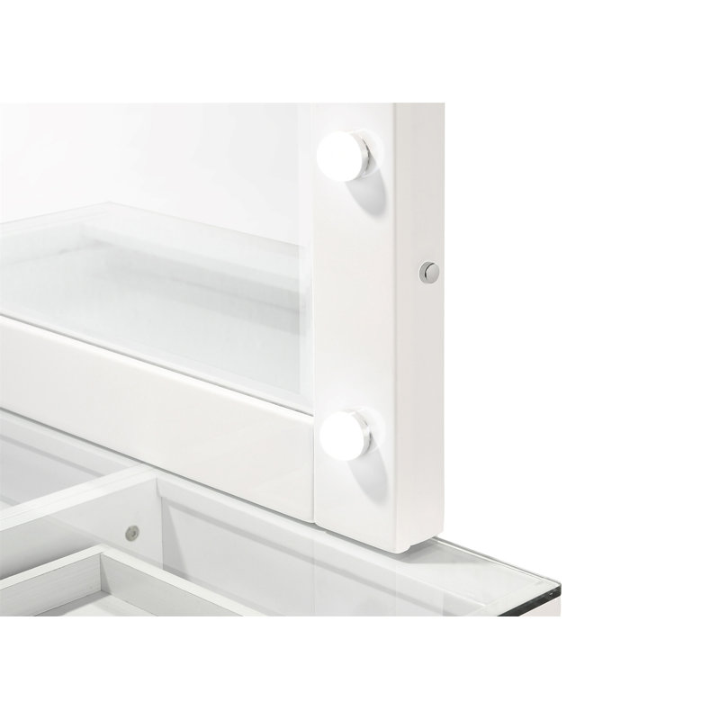 Ensemble de coiffeuse lumineuse avec miroir, Blanc