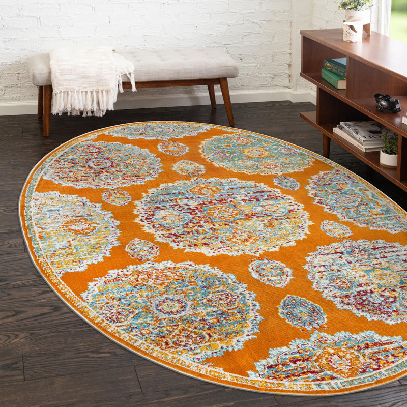 Tapis Haefner orange, Ovale 8 pi 2 po x 10 pi