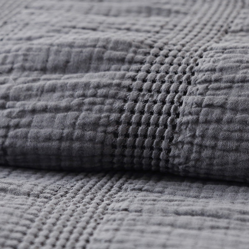 Nantucket Gray/White/Midnight Cotton Piece Euro Sham, Euro, Midnight