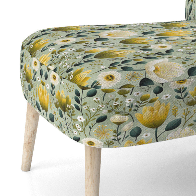 Serene Green Garden Blooms - Chaise d'appoint rembourrée de style campagnard, chaise d'appoint rustique à motif floral