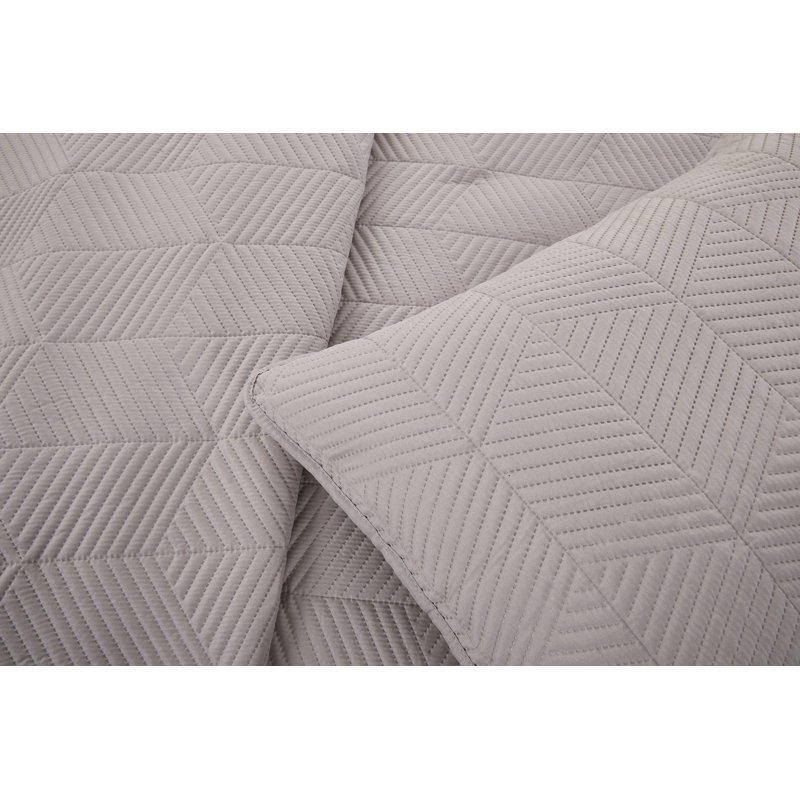 Amarianna Polyester Geometric Shapes Quilt, Queen Quilt + 2 Standard Shams, Taupe
