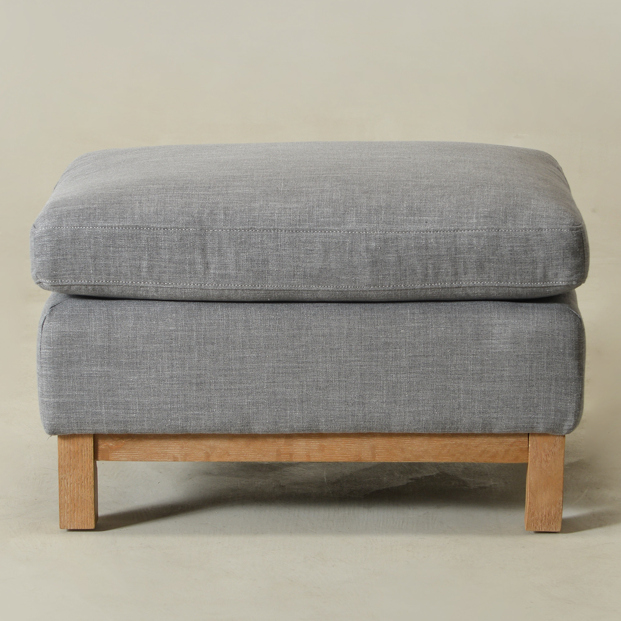 Cami 30" Upholstered Ottoman, Coastal Fog Linen Blend