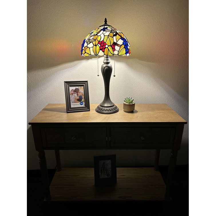 Hachi Tiffany Style Table Lamp Butterfly Stained Glass LED Bulbs Included H 22"