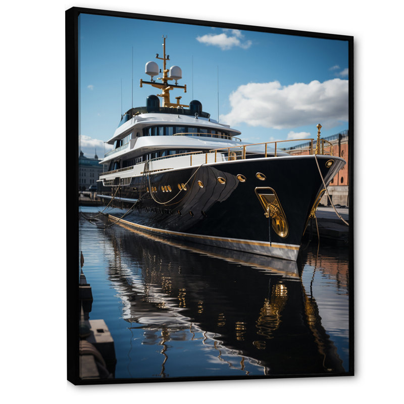Port Dockside Elegance II - Nautical & Beach Canvas Wall Art, H 32 po x l 16 po x P 1 po, Cadre flottant noir