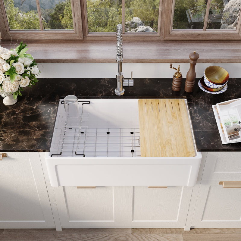 Évier de cuisine à simple cuve en argile réfractaire de 33 po de style casain de Casainc