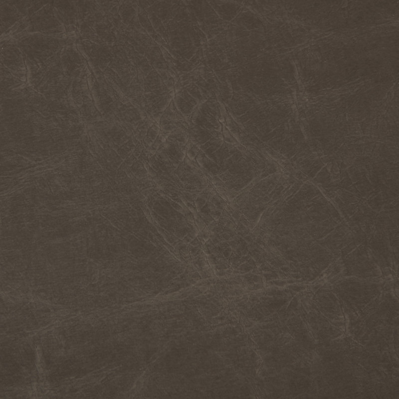 Tracey Brown Faux Leather Cocktail Ottoman with Wood Trim