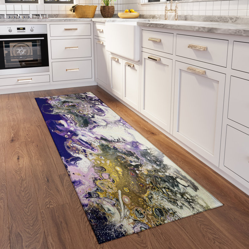 Chenille Washable Abstract Rug, Runner 2'3" x 7'6"
