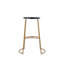 Tabouret de bar moderne en métal sans dossier 28,75 po Hula, siège rond en fer noir et base dorée avec repose-pieds intégré-841520710