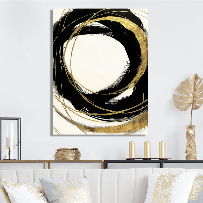 Gold Glamour Circle III - reproduction d'art sur toile tendue, H 40 po x l 30 po x 1,5 po