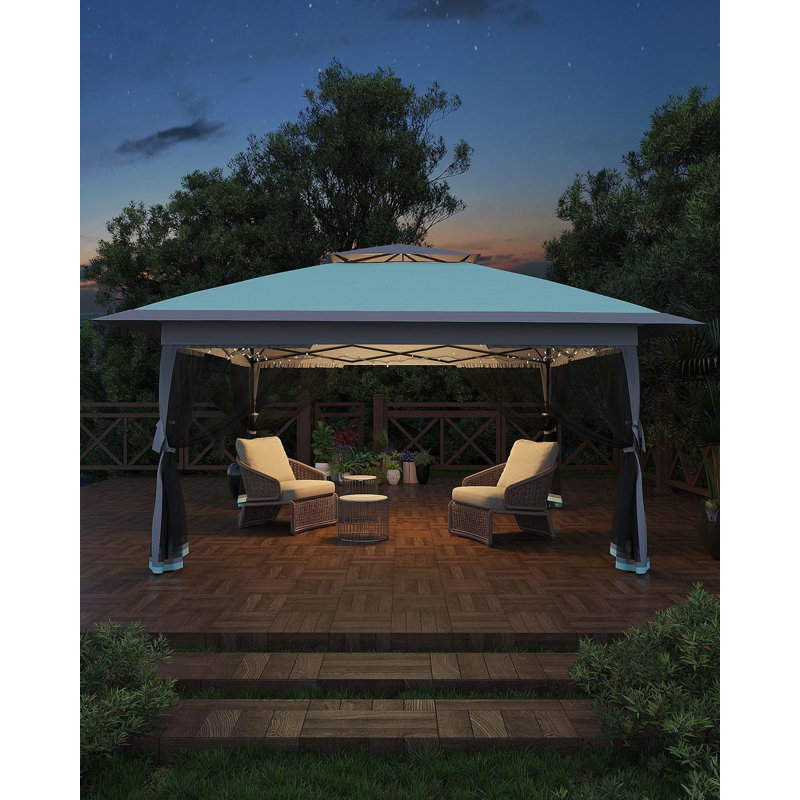 12x12 Pop Up Gazebo Tent, Outdoor Canopy Patio Shelter with Mosquito Netting, Double Roof Easy Up Screened Canopy, Party Pavilion for Outside Garden, Backyard, Lawn