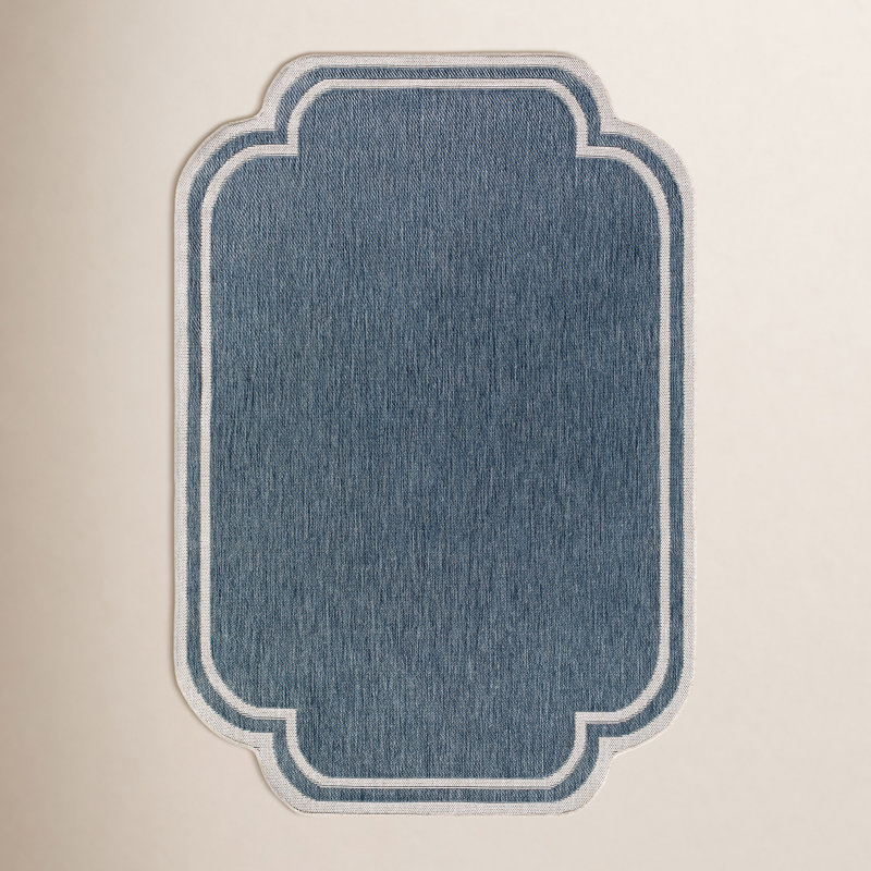 Tapis tissé à la machine Skiles, Navy/Cream, Rectangle 6 pi 7 po x 9 pi