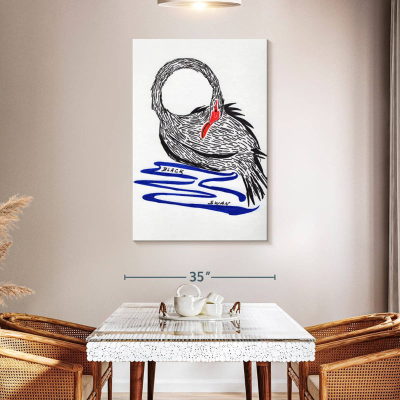 Brampt Wild Black Swan, 48" H x 32" W