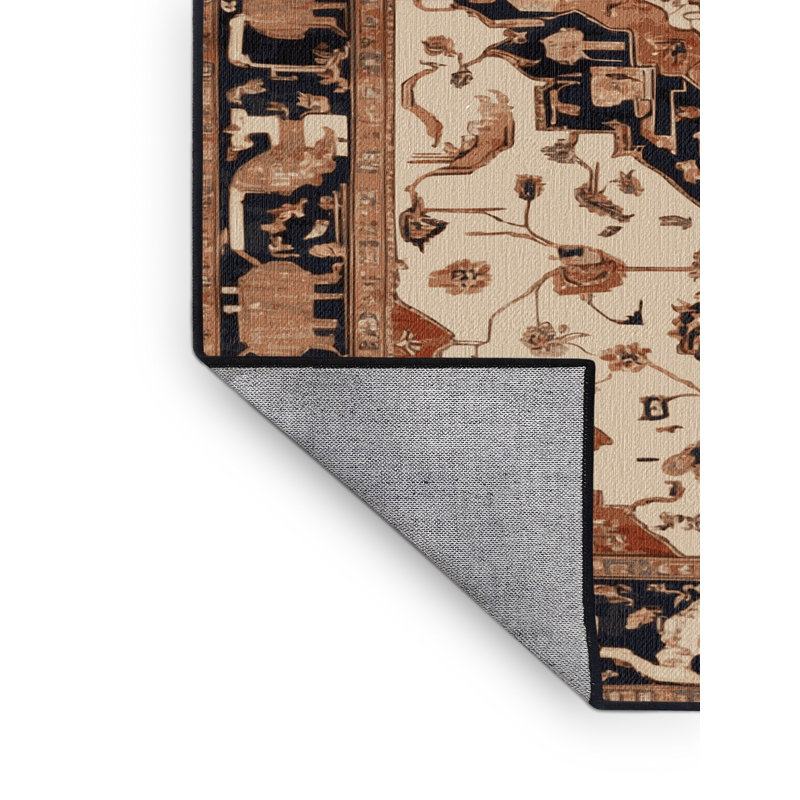 Machine Washable Persian Brown Area Rug, Square 5'