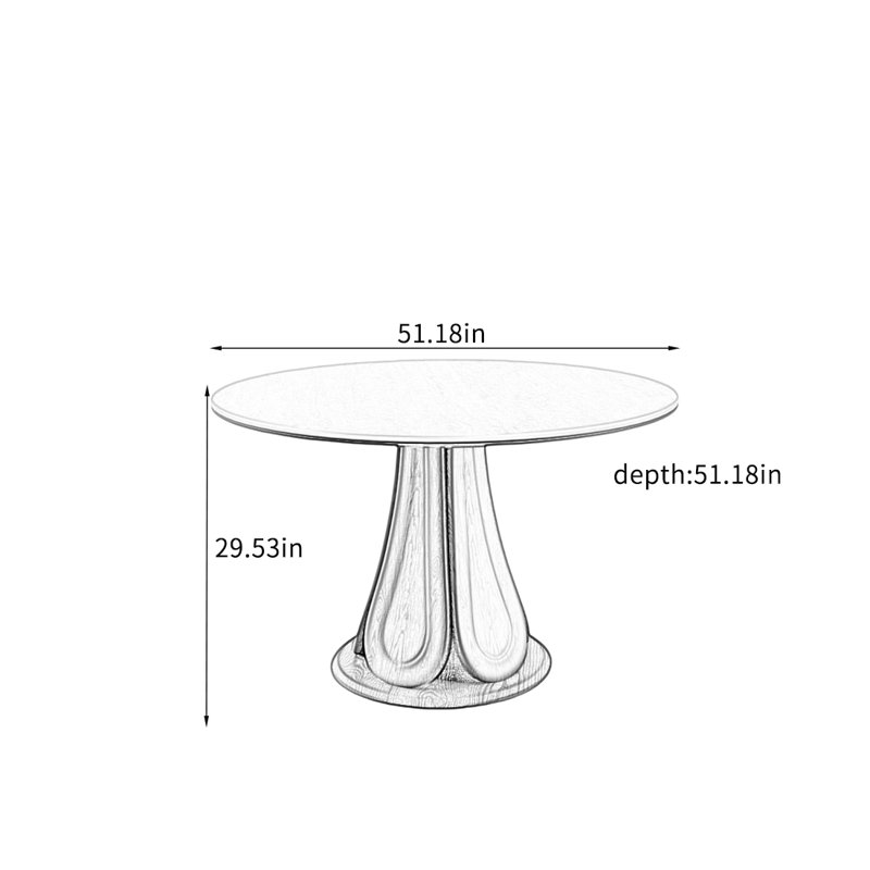 Table de salle à manger Mid-Century, H 29,53 po x L 51,18 po x l 51,18 po
