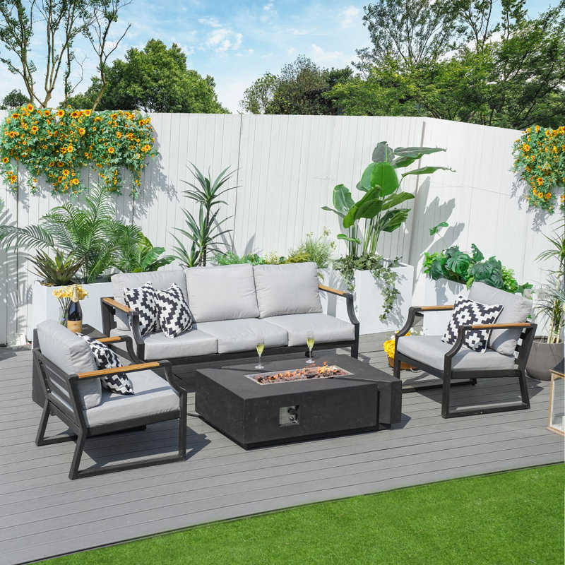 Shynel 5 - Person Patio Conversation Set with Cushions