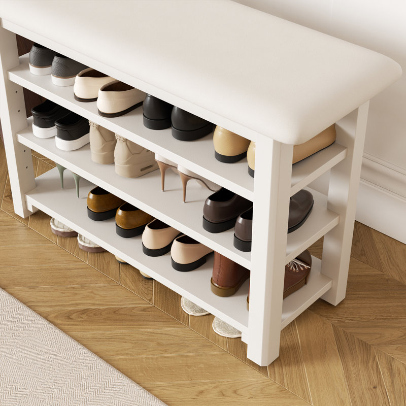 Banc de rangement pour chaussures en bois massif - hauteur de 31 pouces, H 16,5 po x l 31,4 po x P 11,8 po
