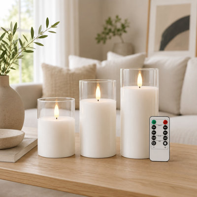 Ensemble de 3 bougies à piles avec télécommande et minuterie