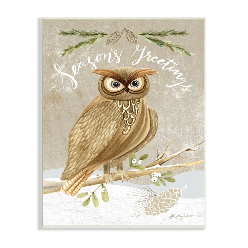 Season's Greetings Winter Snowscape Owl, Plaque murale, H 19 po x l 13 po x P 0,5 po