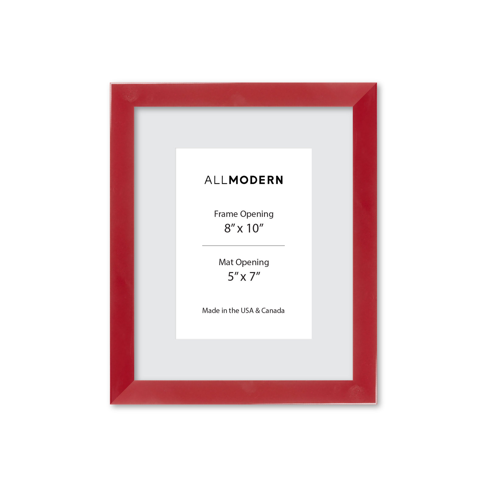 Williston Solid Wood Picture Frame with Mat, 8" W x 10" H, Red, Yes