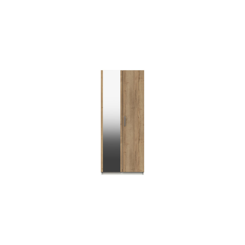 Harvey-Lee 2 Door Manufactured Wood Wardrobe, White/Natural Rustic Oak