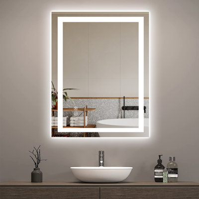 LED Bathroom Mirror With Backlit And Front Light, Memory Function, Anti-Fog, 3 Color Temperatures & Dimmable Light