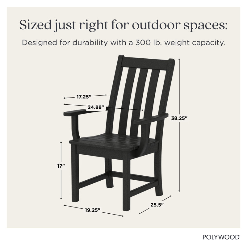 POLYWOOD Vineyard Dining Arm Chair, Black