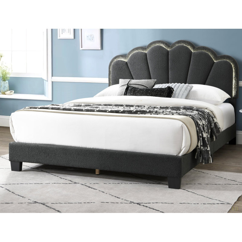 Mobilier de chambre à coucher double avec lit plateforme, Gris anthracite