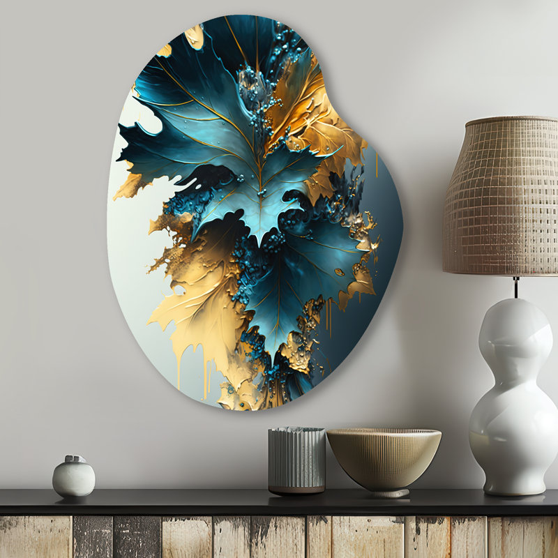 «Everett - Unique Shape Leaves», reproduction d'art asymétrique en métal, H 30 po x l 22 po x P 1 po