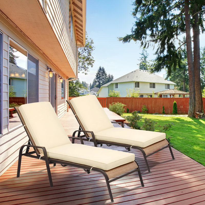 Outdoor Chaise Lounge Cushion, Set of 2, Beige
