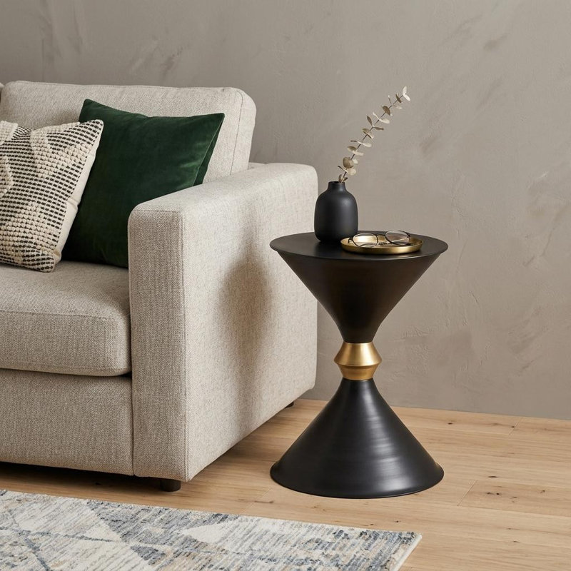  Industrial 18" Black Iron End Table