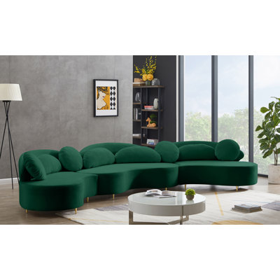Enton 169" Wide Velvet Symmetrical Corner Sectional
