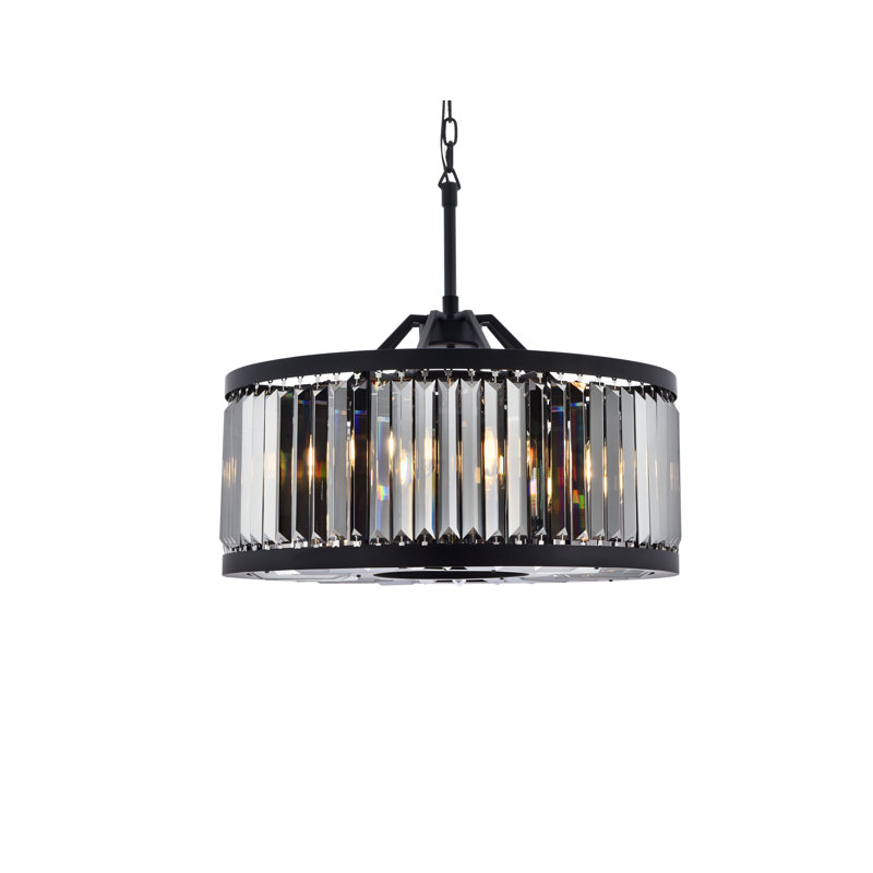 Dorinda 8 - Light Dimmable Drum Chandelier, Matte Black, Gray