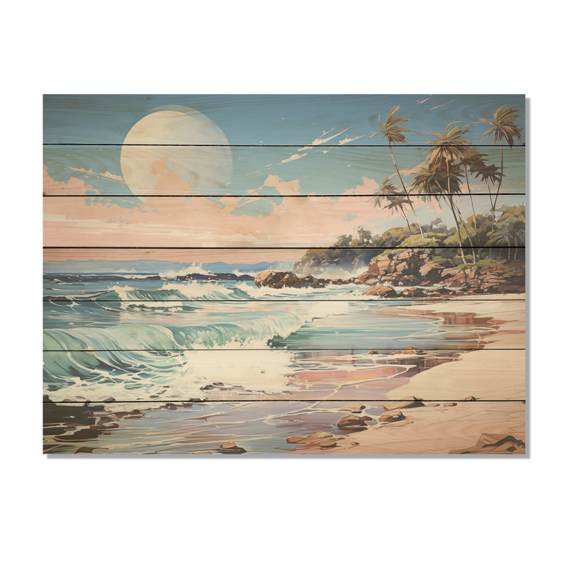 Green Tropical Beach Escape II - Tropical côtier sur bois, H 30 po x l 40 po x P 0,78 po