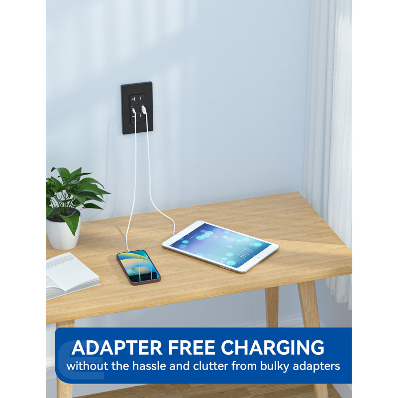 Prise quadruple inviolable standard de 20 ampères, 1, Noir