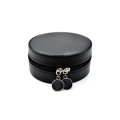 Black Round Multifunctional PU Leather Portable Jewellery Box - Moisture-Proof Jewellery Storage Box With Exquisite Velvet Lining