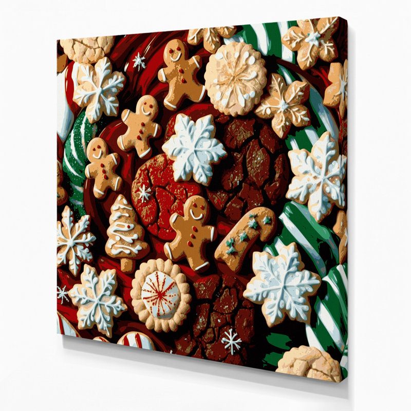 Desserts, biscuits de Noël, toile beige, H 32 po x l 32 po